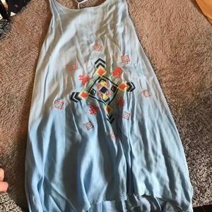 Light blue tank with tribal pattern
